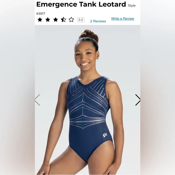GK Elite Navy Leotard with Rhinestone Accents - Picture 5 of 6
